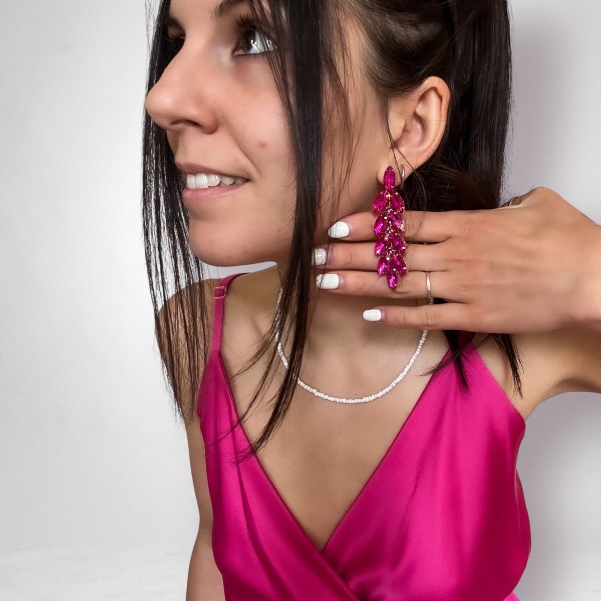Orecchini gioiello fucsia - immagine 3
